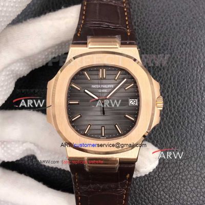 Swiss Replica Patek Philippe 5711 Nautilus Grey Dial Rose Gold Watch